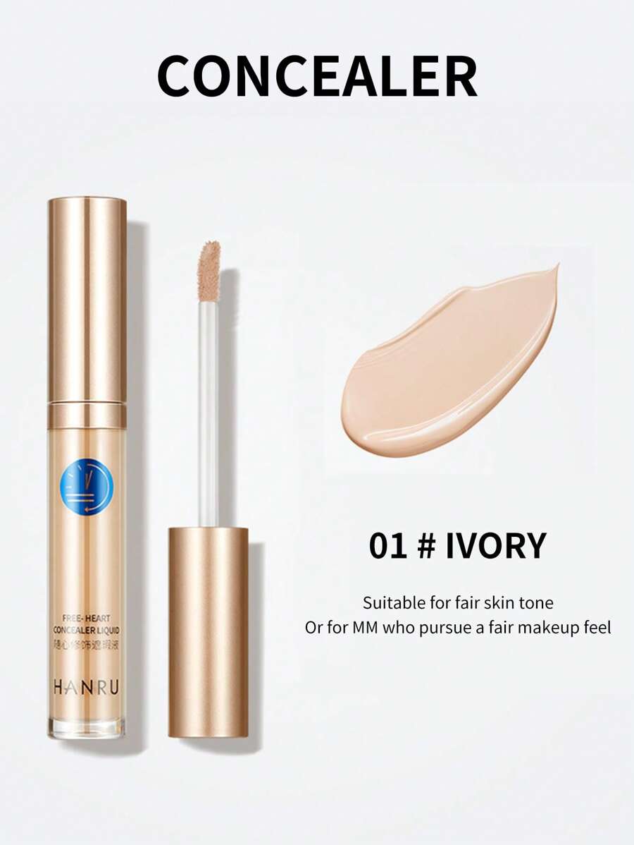 HANRU 液體遮瑕膏，持久液體遮瑕膏，均勻膚色，打造乾淨妝容免卸液體輕盈遮瑕膏 - 01 Seashell - 查看 1