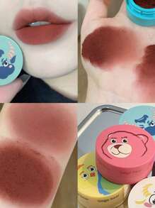 Gege Bear 啞光霧面怪物印花唇部粘土,持久穿戴不褪色唇部泥色素沉著口紅 - 紅木色 - 查看 3