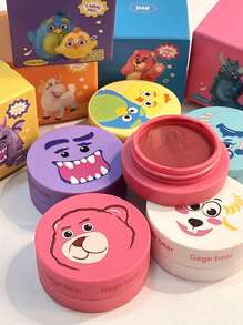 Gege Bear 啞光霧面怪物印花唇部粘土,持久穿戴不褪色唇部泥色素沉著口紅 - 紅木色 - 查看 4