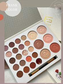 26色眼影調色板,啞光珠光眼妝託盤持久眼妝袖珍帶刷