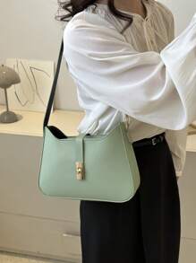 Twist Lock Chain Strap Hobo Bag Màu xanh lá Thời trang - màu xanh lá - Xem 2