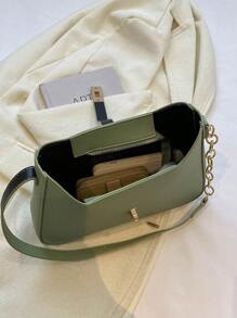 Twist Lock Chain Strap Hobo Bag Màu xanh lá Thời trang - màu xanh lá - Xem 3