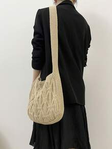 Borsa a tracolla con motivi geometrici all'uncinetto Borsa a tracolla albicocca per vacanze