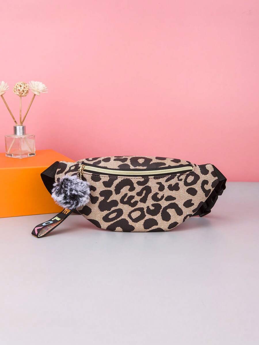 Leopard Print Bum Bag Fashionable Adjustable Strap - Brown - View 1