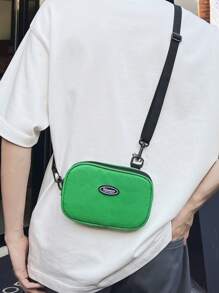 Mini Letter Patch Decor Bum Bag Green Fashionable Adjustable Strap - Green - View 1