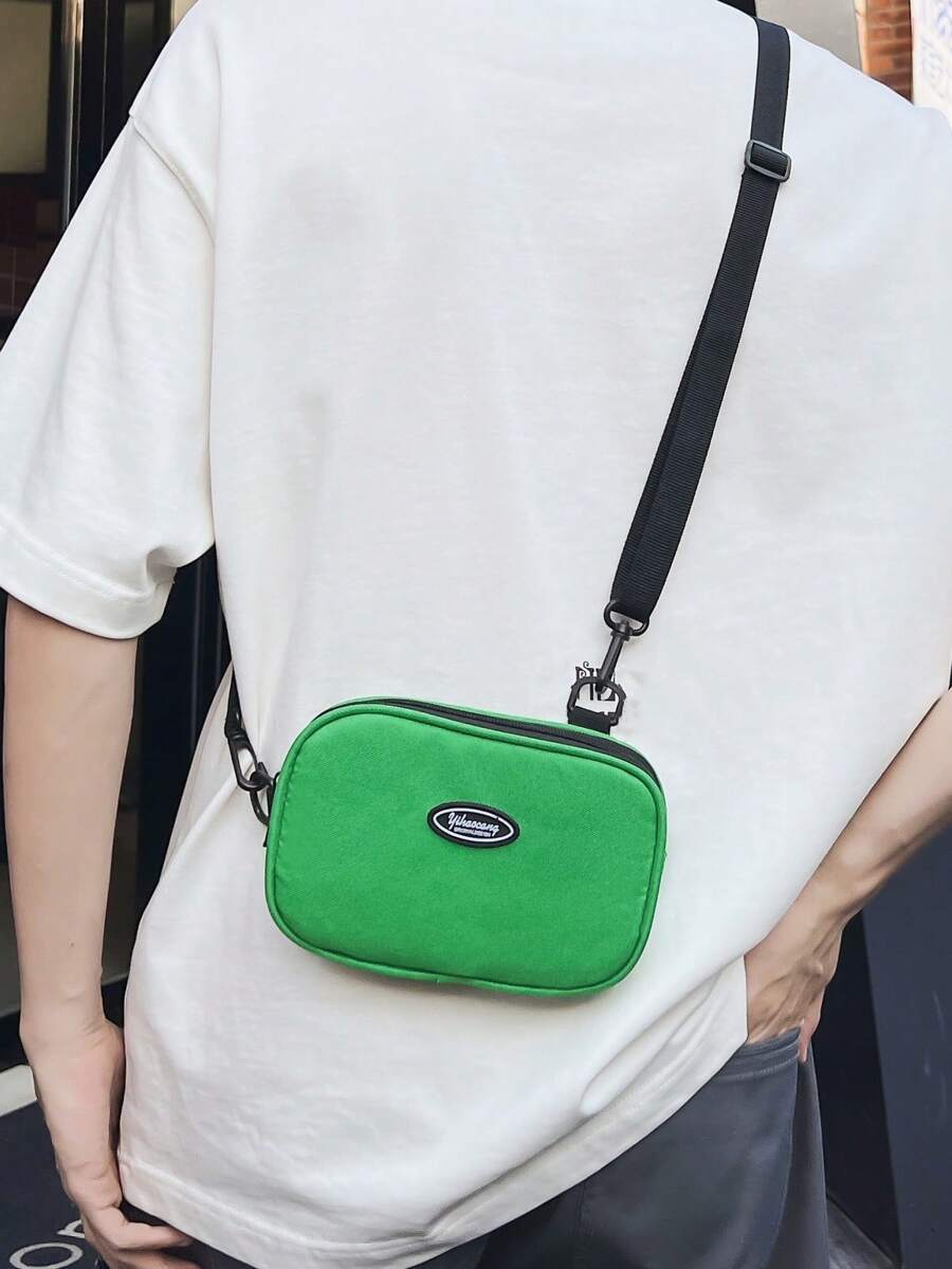 Mini Letter Patch Decor Bum Bag Green Fashionable Adjustable Strap - Green - View 1