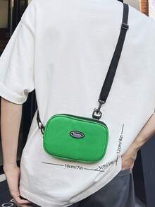 Mini Letter Patch Decor Bum Bag Green Fashionable Adjustable Strap - Green - View 5