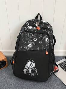 Túi đeo chéo cỡ trung Miếng dán trang trí Colorblock Túi đeo ngực PU Halloween Giáng sinh Mùa đông Túi quà Giáng sinh cho nam Túi đeo hông Túi đeo hông Túi đeo chéo cho nam - màu đen - Xem 1