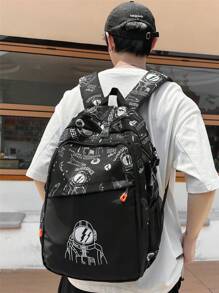 Túi đeo chéo cỡ trung Miếng dán trang trí Colorblock Túi đeo ngực PU Halloween Giáng sinh Mùa đông Túi quà Giáng sinh cho nam Túi đeo hông Túi đeo hông Túi đeo chéo cho nam - màu đen - Xem 7