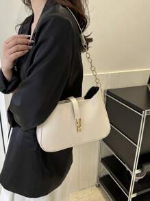 流行小香风真皮女包2024夏季腋下优雅轻奢链条单肩包 - 米色 - 查看 5