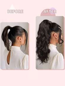 Long Curly Ponytail Synthetic Hair Extension - Multicolor - View 6