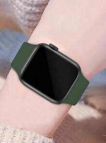 1入組女士和男士蝴蝶扣飾綠色矽膠運動錶帶軟矽膠防水腕帶適用於Apple Watch帶38/40/41/42/44/45/49mm,適用於Apple WatchSeries Ultra 8/7/6/5/4/3/2/1/Se - 綠色 - 查看 2