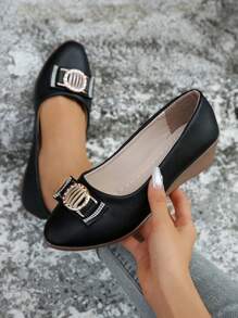 Giày đế xuồng thanh lịch dành cho nữ, Giày đế xuồng trang trí bằng kim loại & kim loại - màu đen - Xem 1