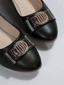 Giày đế xuồng thanh lịch dành cho nữ, Giày đế xuồng trang trí bằng kim loại & kim loại - màu đen - Xem 6