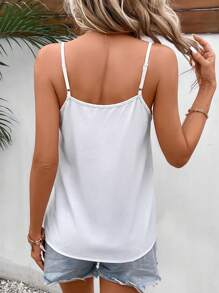 SHEIN Frenchy Contrast Lace Cami Top - White - View 2