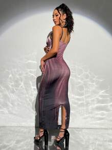 SHEIN ICON Vestido con estampado de figura con abertura delantera - Multicolor - Ver 2