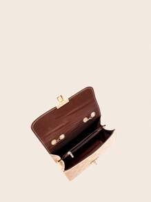 Bolsa cuadrada mini guateado con solapa con cadena con tira plata miedoso dorado miedoso - Dorado - Ver 4