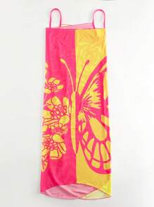 SHEIN Swim Summer Beach Butterfly Print Wrap Cover Up Dress - Multicolor - View 4