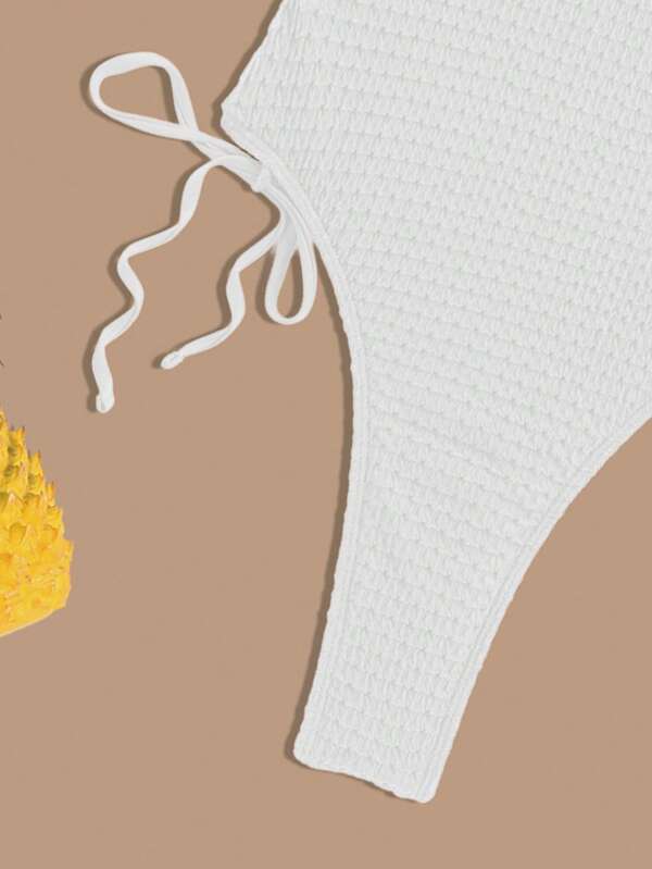 Criss Cross Backless Tie Side One Piece Swimsuit SHEIN USA