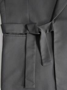 Manfinity AFTRDRK 男士寬鬆純色前結西裝外套和西裝褲套裝 - 深灰色 - 查看 5