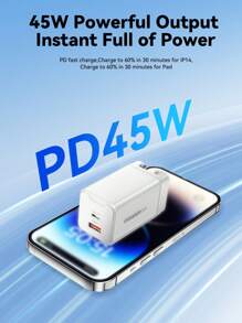 Bộ sạc Essager 45W GaN USB Type C PD QC 3.0 Sạc nhanh Tương thích với Iphone 14 13 Pro Samsung - trắng - Xem 5