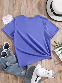 Girls Heart Print Tee - Blue - View 2