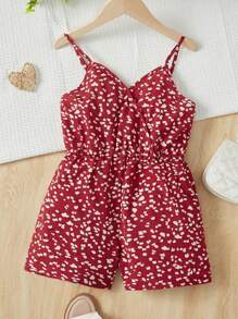 SHEIN 女孩滿版印花吊帶連體短褲 - 彩色 - 查看 1