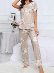 Bộ đồ ngủ in hoa/Bộ đồ ngủ - Màu be - Xem 5