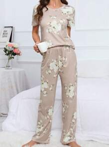 Bộ đồ ngủ in hoa/Bộ đồ ngủ - Màu be - Xem 6