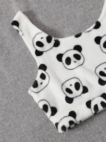 Conjunto de pijama de franela esponjosa con gráficos de dibujos animados, ropa de otoño e invierno, acogedor - Blanco y Negro - Ver 3