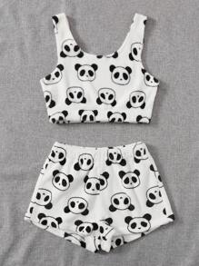 Conjunto de pijama de franela esponjosa con gráficos de dibujos animados, ropa de otoño e invierno, acogedor - Blanco y Negro - Ver 5