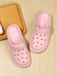 Guốc rỗng cho nữ, Guốc EVA có lỗ thông hơi màu hồng Preppy - Hồng - Xem 3