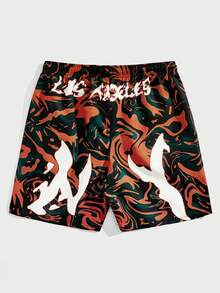 ROMWE MEN Street Life Quần Short Nam Dây kéo Thắt nơ trước Đồ họa Lá thư Đường phố - Nhiều màu - Xem 2