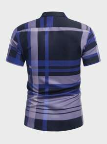 Manfinity Hombres Camisa al azar con estampado de cuadros - Multicolor - Ver 3