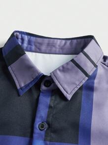 Manfinity Hombres Camisa al azar con estampado de cuadros - Multicolor - Ver 5