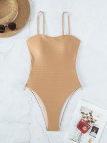 SHEIN Swim 金属色连体泳衣 夏季