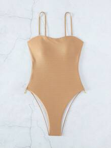 SHEIN Swim 金属色连体泳衣 夏季