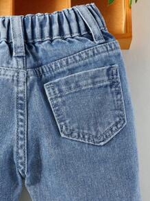 Baby Girl Ripped Straight Leg Jeans - Medium Wash - View 4