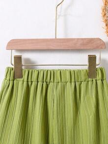 Chicas Pantalones ribete con fruncido bajo asimétrico - Verde Oliva - Ver 3