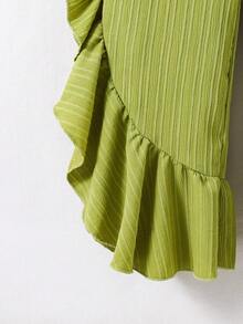 Chicas Pantalones ribete con fruncido bajo asimétrico - Verde Oliva - Ver 4