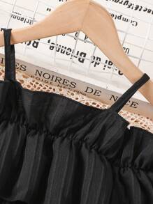 Tween Girl Cold Shoulder Ruffle Trim Dress - Black - View 5