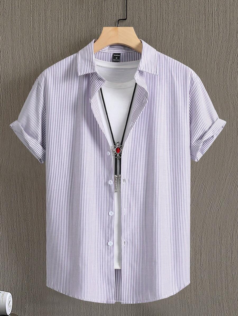 Manfinity Homme Men Cotton Vertical Striped Shirt Without Tee - Multicolor - View 1