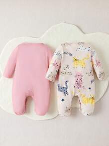 SHEIN Pijamas Con Estampado De Animales De Dibujos Animados Para Bebé - Multicolor - Ver 2