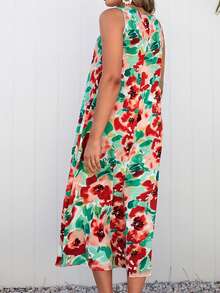 SHEIN VCAY Vestido tank con estampado floral con bolsillo oblicuo - Multicolor - Ver 2