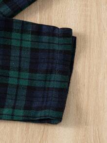 男孩格紋印花紐扣細節睡衣套裝 - 彩色 - 查看 3