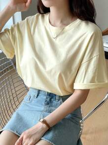 DAZY Đồ họa hoa & khẩu hiệu Áo thun trễ vai CUỘC SỐNG TUYỆT VỜI CHÚC BẠN MỘT NGÀY TỐT LÀNH - Màu be - Xem 4