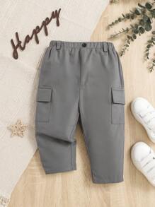 SHEIN 男嬰側翻蓋口袋工裝褲