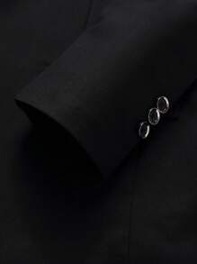 Manfinity Mode Hombres Set 1 pieza Blazer con botón & 1 pieza Pantalones de traje - Negro - Ver 3