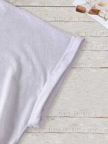 SHEIN LUNE 標語圖案T恤 - 白色 - 查看 4