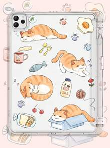 貓印花透明保護套適用於iPad - 彩色 - 查看 2